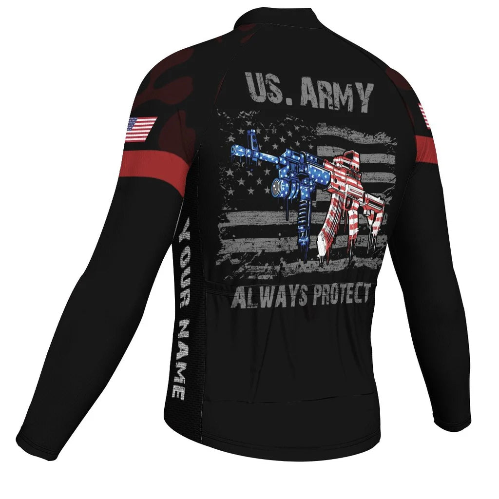 Customized Veteran Men's Winter Thermal Fleece Cycling Jersey Long Sleeve