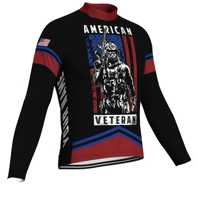 Customized Veteran Men's Winter Thermal Fleece Cycling Jersey Long Sleeve