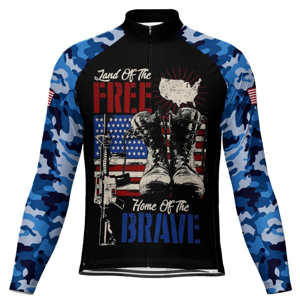 Customized Veteran Men's Winter Thermal Fleece Cycling Jersey Long Sleeve
