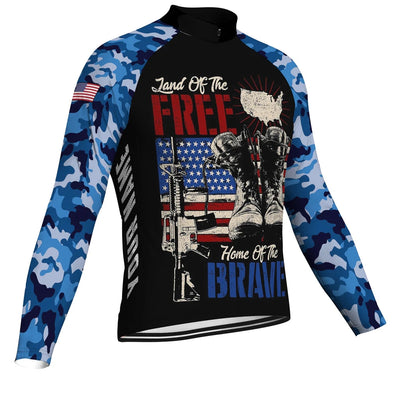 Customized Veteran Men's Winter Thermal Fleece Cycling Jersey Long Sleeve