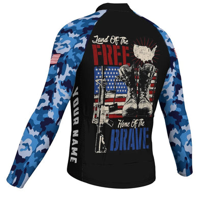 Customized Veteran Men's Winter Thermal Fleece Cycling Jersey Long Sleeve