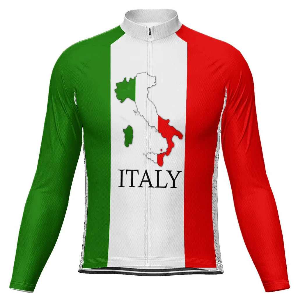 Customized Italia Men's Winter Thermal Fleece Cycling Jersey Long Sleeve