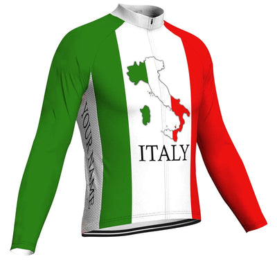 Customized Italia Men's Winter Thermal Fleece Cycling Jersey Long Sleeve
