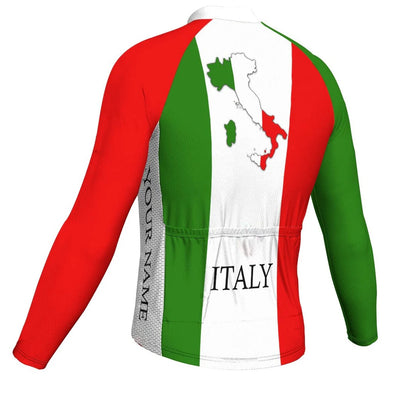 Customized Italia Men's Winter Thermal Fleece Cycling Jersey Long Sleeve