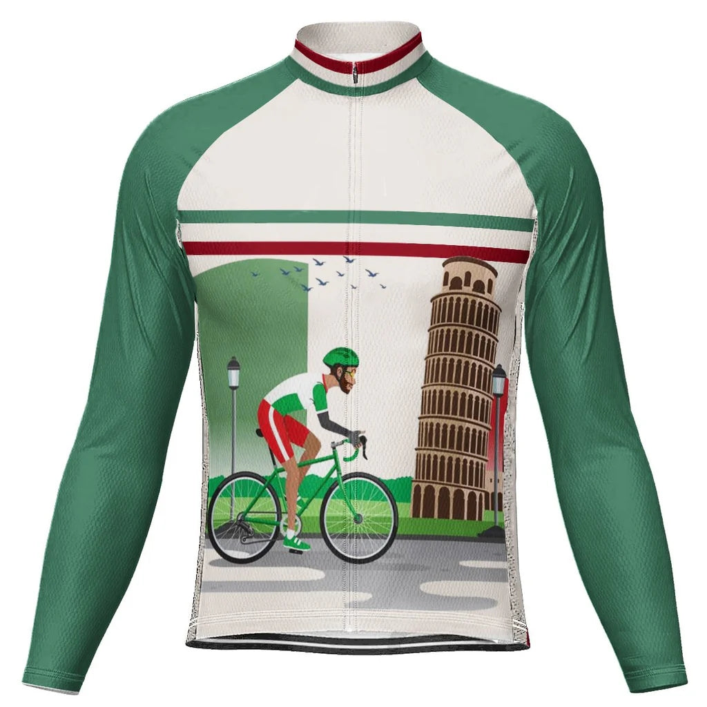 Customized Italia Men's Winter Thermal Fleece Cycling Jersey Long Sleeve