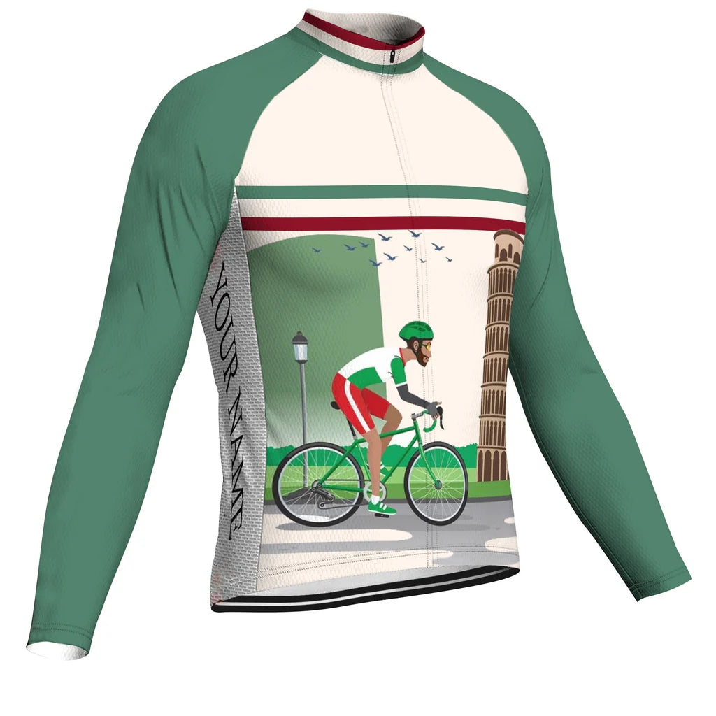 Customized Italia Men's Winter Thermal Fleece Cycling Jersey Long Sleeve