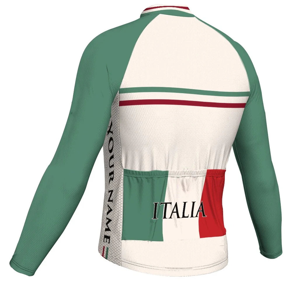 Customized Italia Men's Winter Thermal Fleece Cycling Jersey Long Sleeve