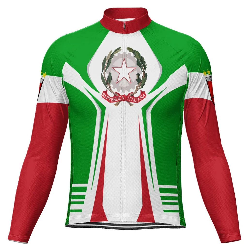 Customized Italia Men's Winter Thermal Fleece Cycling Jersey Long Sleeve