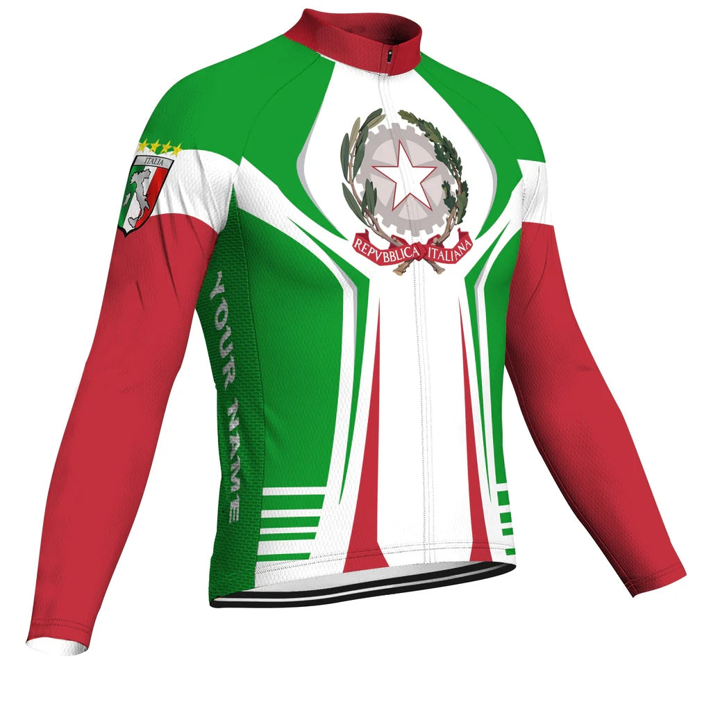 Customized Italia Men's Winter Thermal Fleece Cycling Jersey Long Sleeve