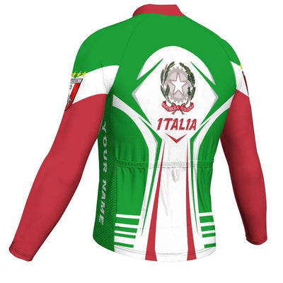 Customized Italia Men's Winter Thermal Fleece Cycling Jersey Long Sleeve