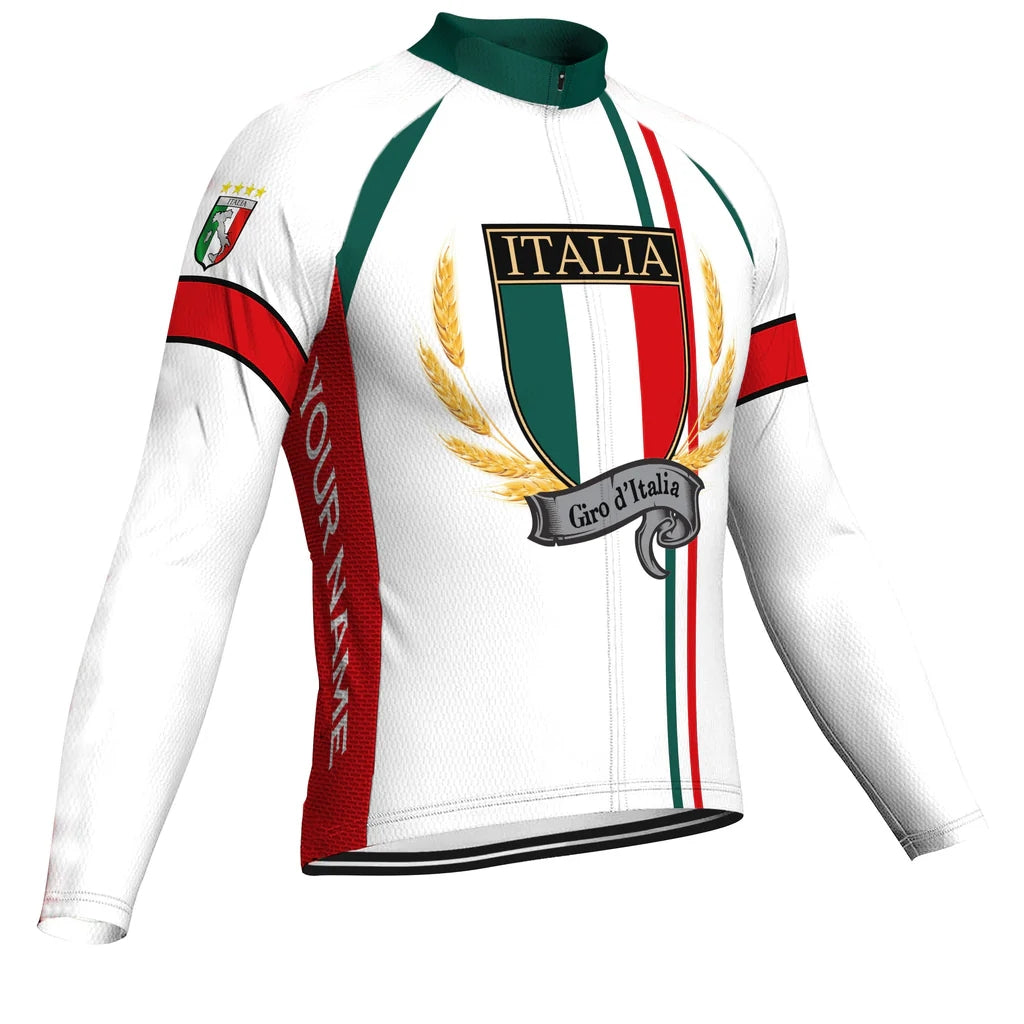 Customized Italia Men's Winter Thermal Fleece Cycling Jersey Long Sleeve