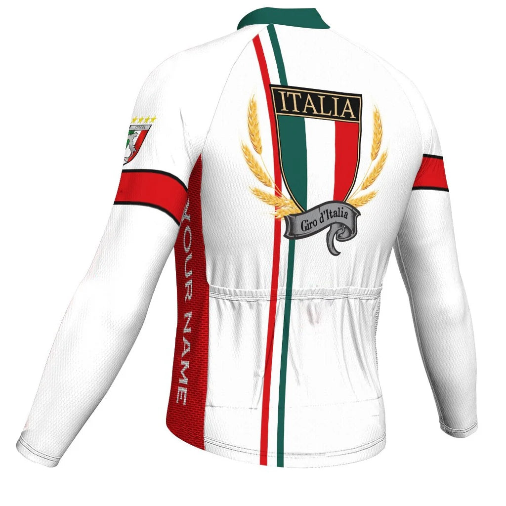 Customized Italia Men's Winter Thermal Fleece Cycling Jersey Long Sleeve