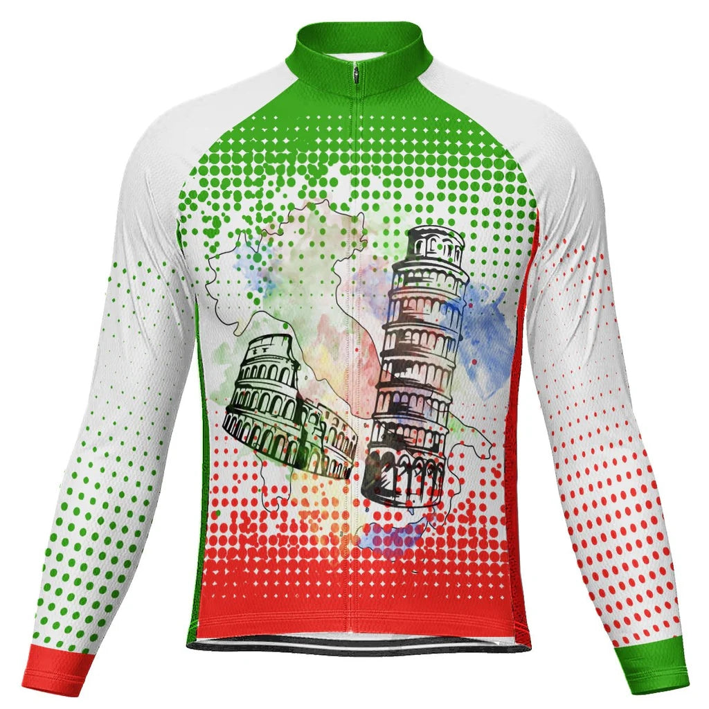 Customized Italia Men's Winter Thermal Fleece Cycling Jersey Long Sleeve