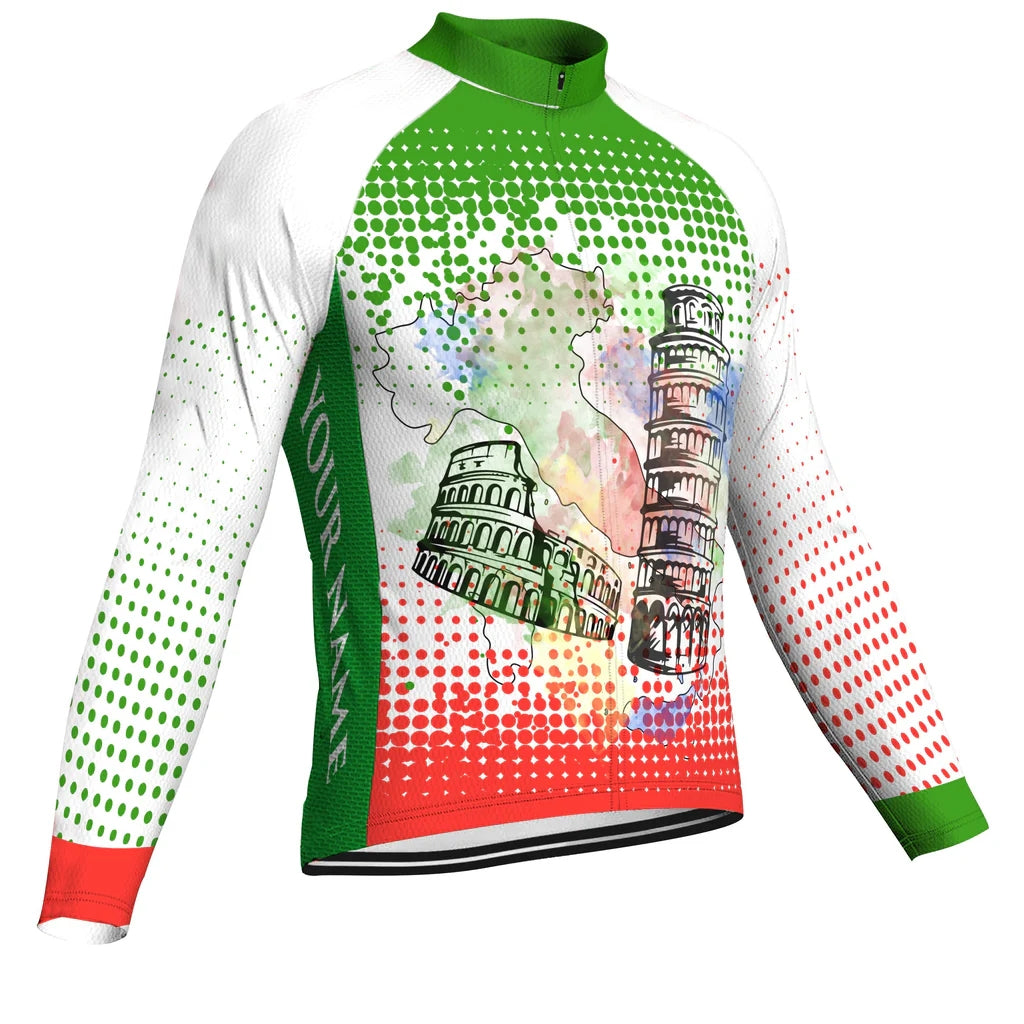 Customized Italia Men's Winter Thermal Fleece Cycling Jersey Long Sleeve