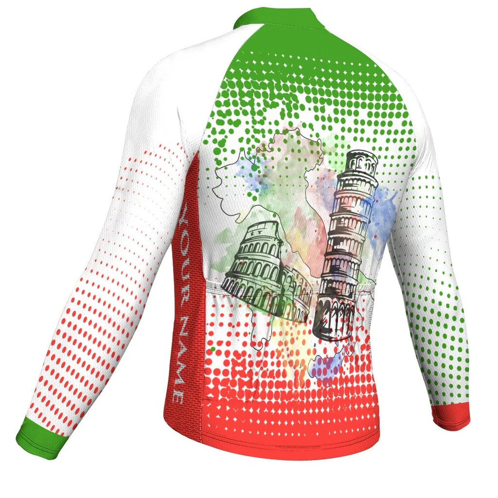 Customized Italia Men's Winter Thermal Fleece Cycling Jersey Long Sleeve