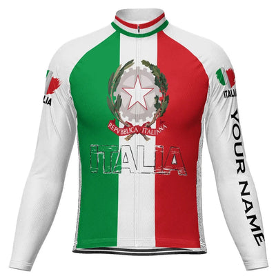Customized Italia Men's Winter Thermal Fleece Cycling Jersey Long Sleeve