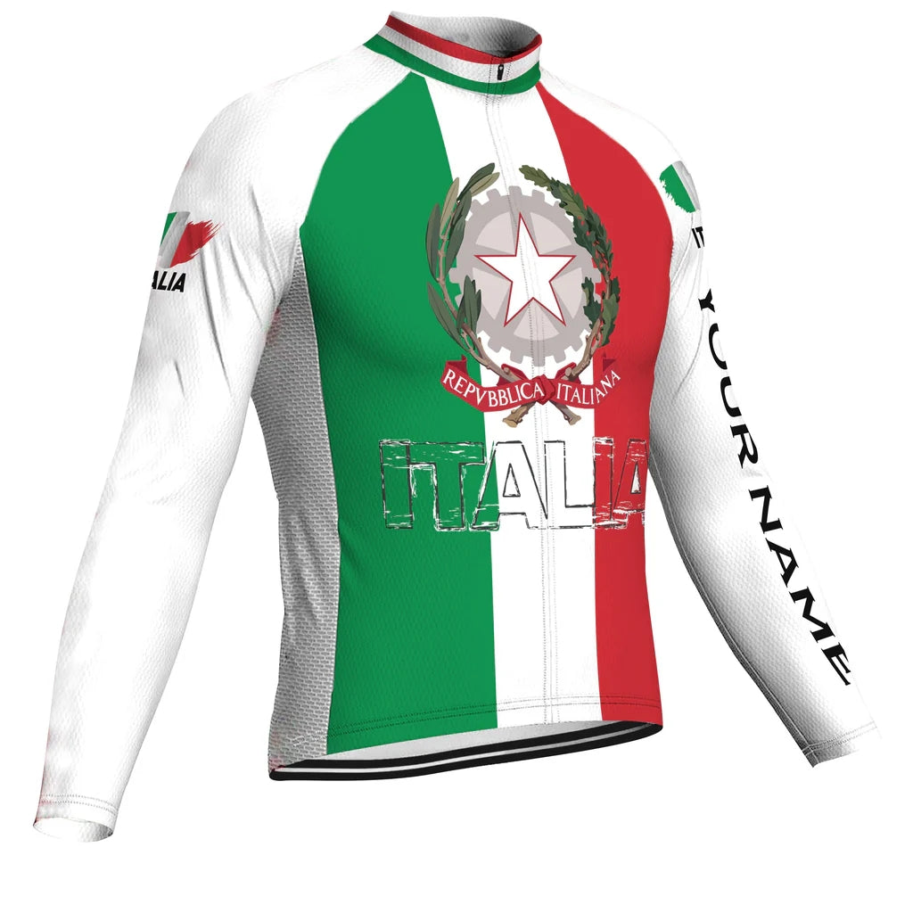 Customized Italia Men's Winter Thermal Fleece Cycling Jersey Long Sleeve