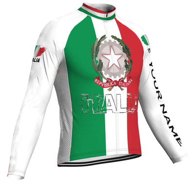 Customized Italia Men's Winter Thermal Fleece Cycling Jersey Long Sleeve