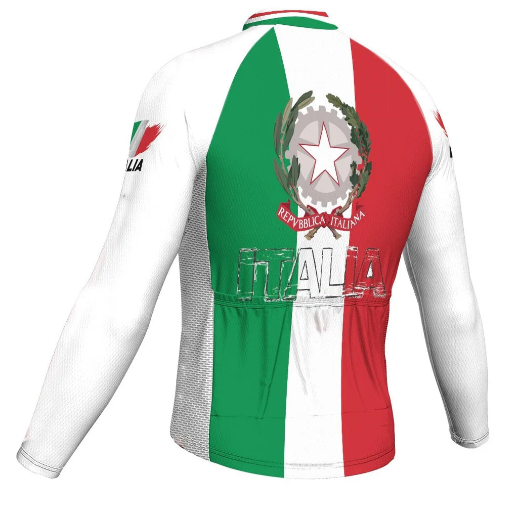 Customized Italia Men's Winter Thermal Fleece Cycling Jersey Long Sleeve