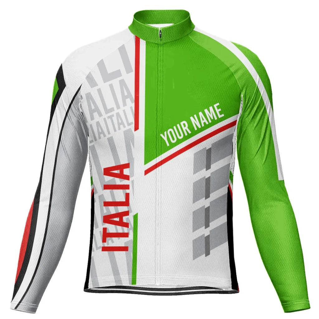 Customized Italia Men's Winter Thermal Fleece Cycling Jersey Long Sleeve