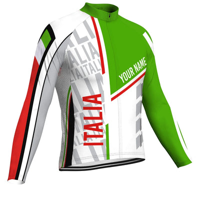 Customized Italia Men's Winter Thermal Fleece Cycling Jersey Long Sleeve