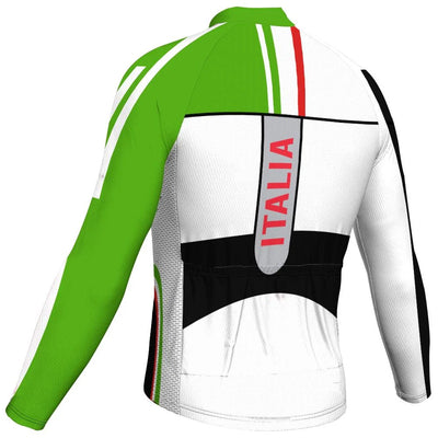 Customized Italia Men's Winter Thermal Fleece Cycling Jersey Long Sleeve