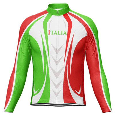 Customized Italia Men's Winter Thermal Fleece Cycling Jersey Long Sleeve