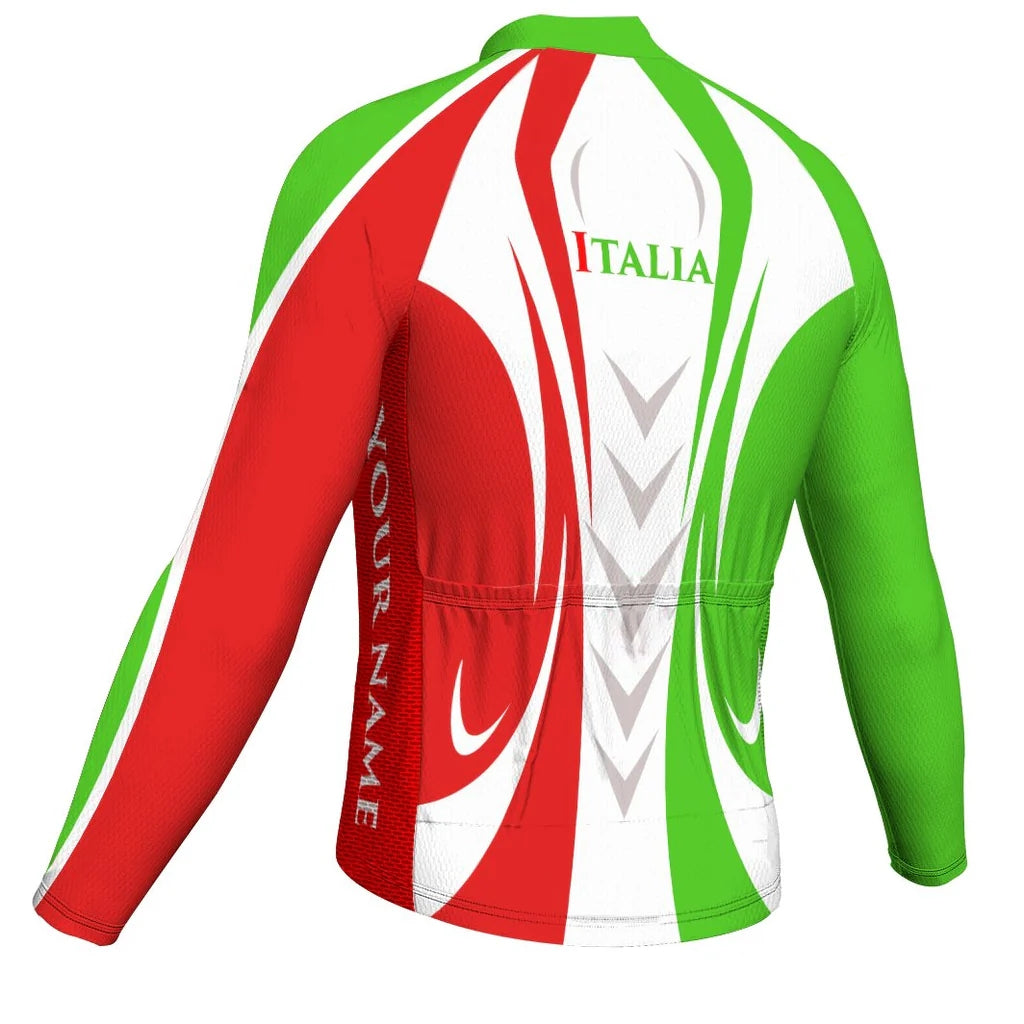 Customized Italia Men's Winter Thermal Fleece Cycling Jersey Long Sleeve