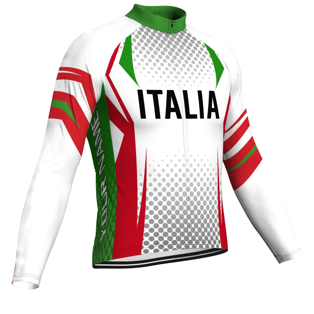 Customized Italia Men's Winter Thermal Fleece Cycling Jersey Long Sleeve