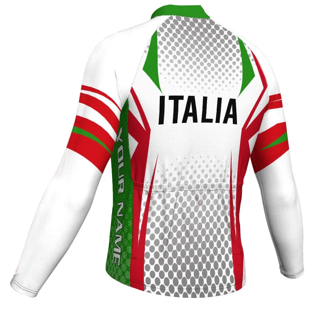 Customized Italia Men's Winter Thermal Fleece Cycling Jersey Long Sleeve