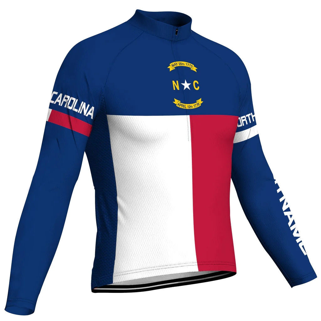 Customized North Carolina Men's Winter Thermal Fleece Cycling Jersey Long Sleeve
