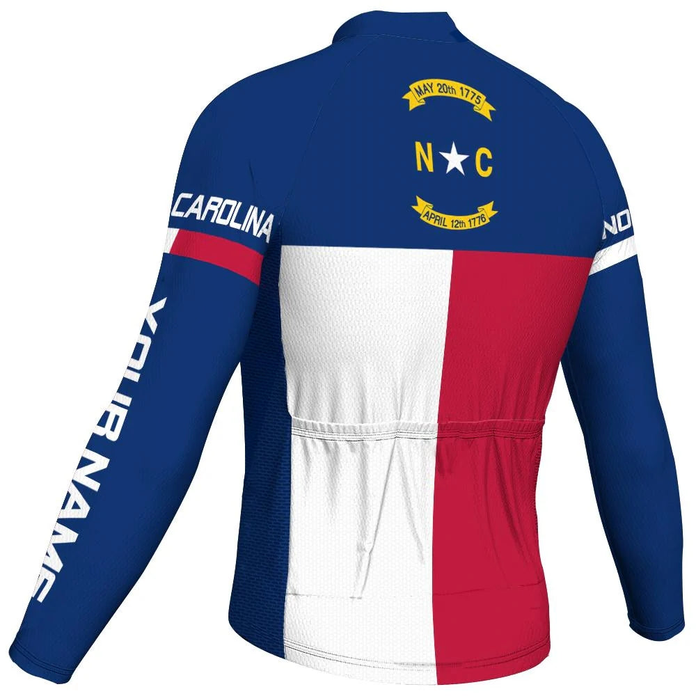 Customized North Carolina Men's Winter Thermal Fleece Cycling Jersey Long Sleeve