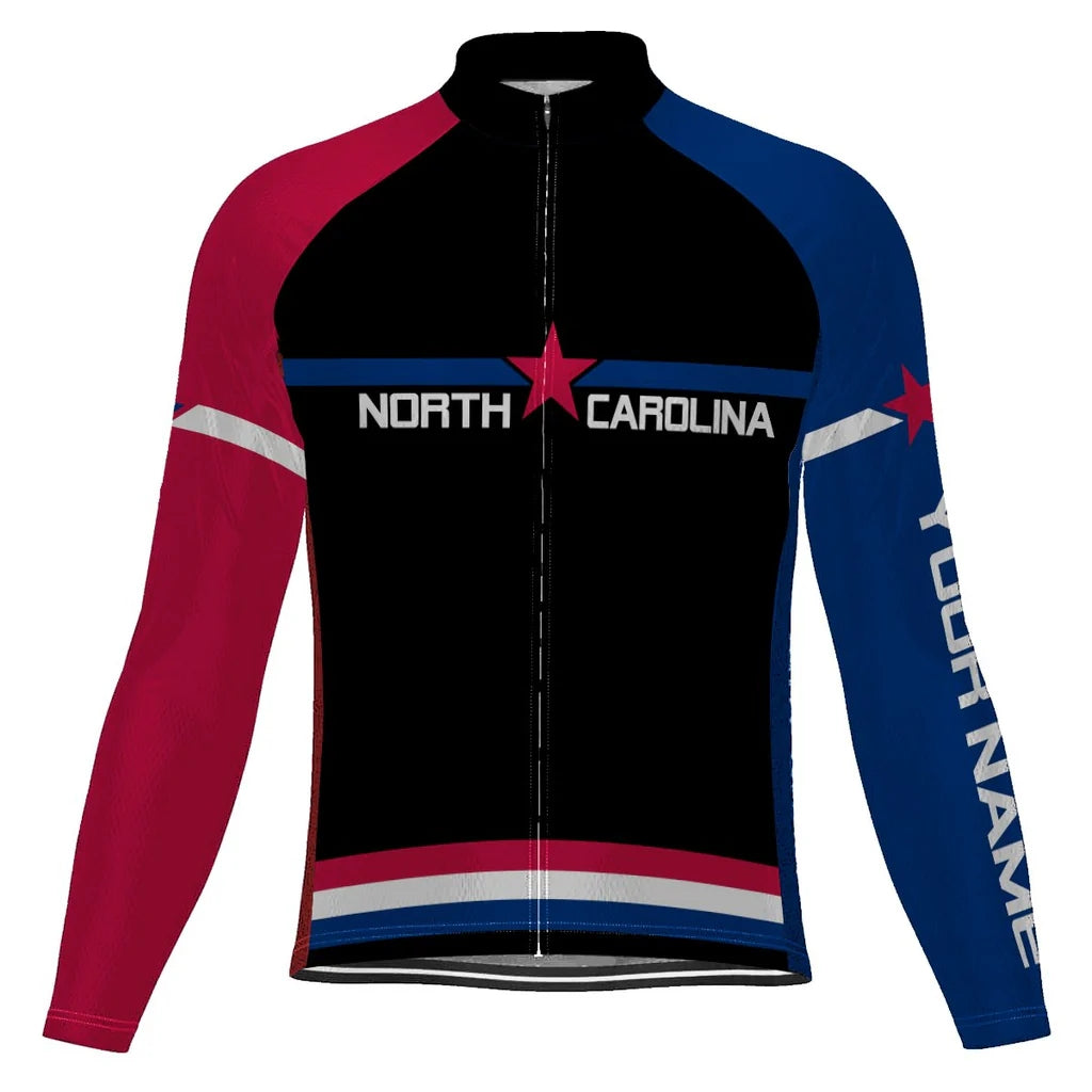 Customized North Carolina Men's Winter Thermal Fleece Cycling Jersey Long Sleeve