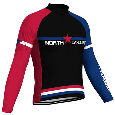Customized North Carolina Men's Winter Thermal Fleece Cycling Jersey Long Sleeve
