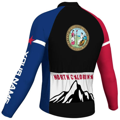Customized North Carolina Men's Winter Thermal Fleece Cycling Jersey Long Sleeve