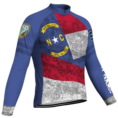 Customized North Carolina Men's Winter Thermal Fleece Cycling Jersey Long Sleeve