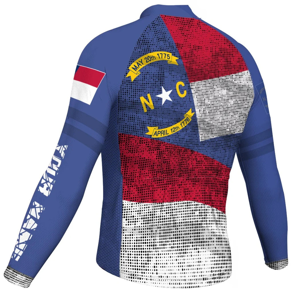 Customized North Carolina Men's Winter Thermal Fleece Cycling Jersey Long Sleeve