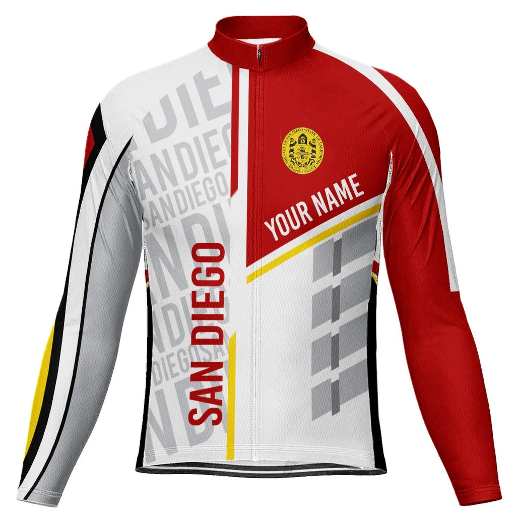 Customized San Diego Men's Winter Thermal Fleece Cycling Jersey Long Sleeve