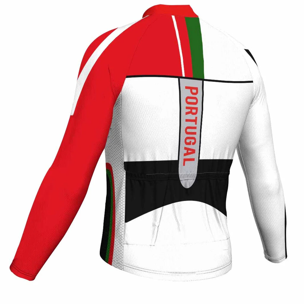 Customized Portugal Men's Winter Thermal Fleece Cycling Jersey Long Sleeve