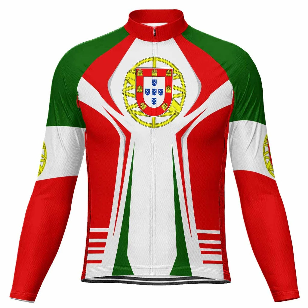 Customized Portugal Men's Winter Thermal Fleece Cycling Jersey Long Sleeve