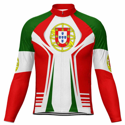 Customized Portugal Men's Winter Thermal Fleece Cycling Jersey Long Sleeve