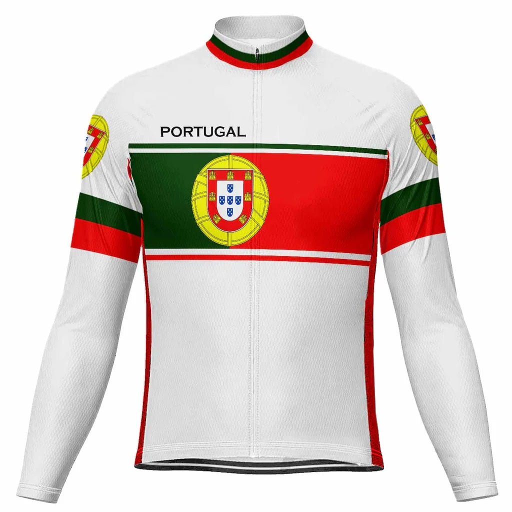 Customized Portugal Men's Winter Thermal Fleece Cycling Jersey Long Sleeve