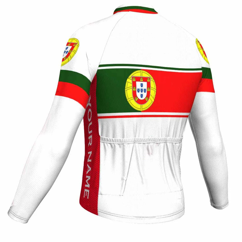 Customized Portugal Men's Winter Thermal Fleece Cycling Jersey Long Sleeve