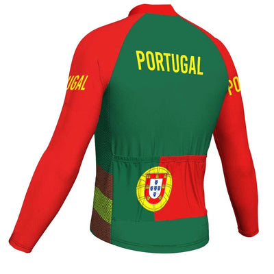 Customized Portugal Men's Winter Thermal Fleece Cycling Jersey Long Sleeve