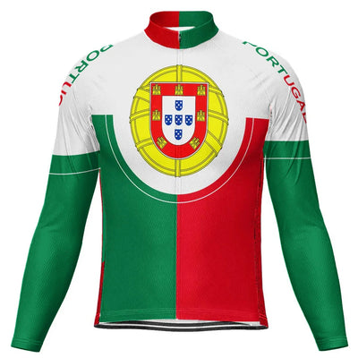 Customized Portugal Men's Winter Thermal Fleece Cycling Jersey Long Sleeve