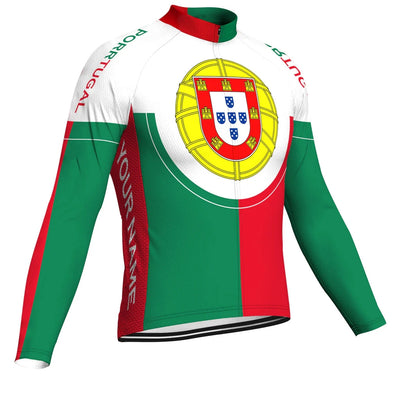 Customized Portugal Men's Winter Thermal Fleece Cycling Jersey Long Sleeve