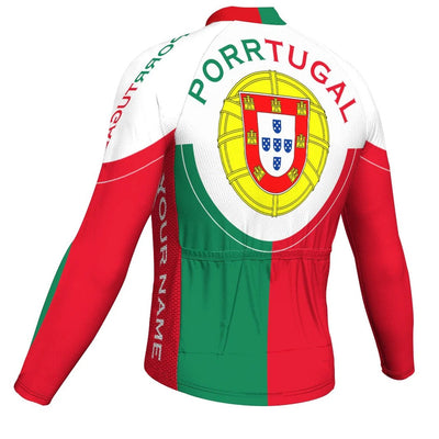 Customized Portugal Men's Winter Thermal Fleece Cycling Jersey Long Sleeve
