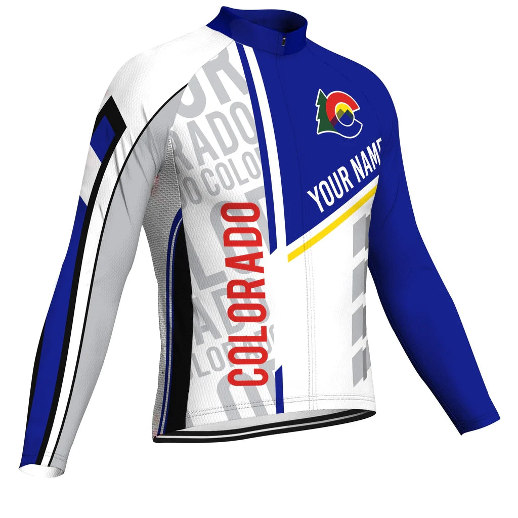 Customized Colorado Men's Winter Thermal Fleece Cycling Jersey Long Sleeve
