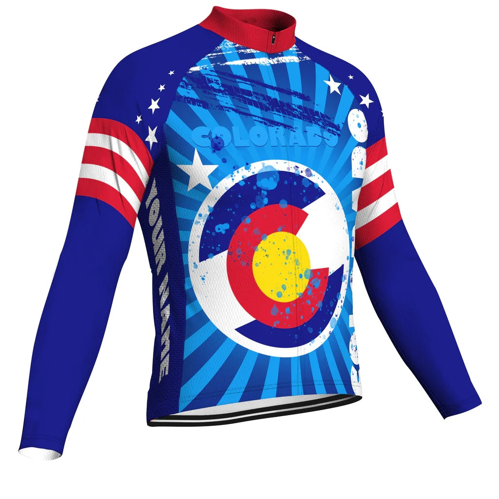 Customized Colorado Men's Winter Thermal Fleece Cycling Jersey Long Sleeve