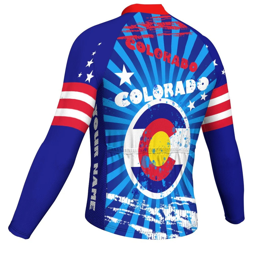 Customized Colorado Men's Winter Thermal Fleece Cycling Jersey Long Sleeve